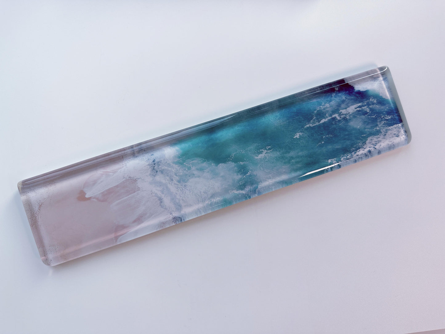 Waves & Beach Sticker Keyboard Wrist Rest, Print On Demand Wrist Rest, Artisan Resin Wrist Rest, Personalized Gift. - HiJenney