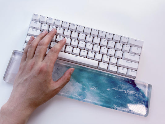 Waves & Beach Sticker Keyboard Wrist Rest, Print On Demand Wrist Rest, Artisan Resin Wrist Rest, Personalized Gift. - HiJenney