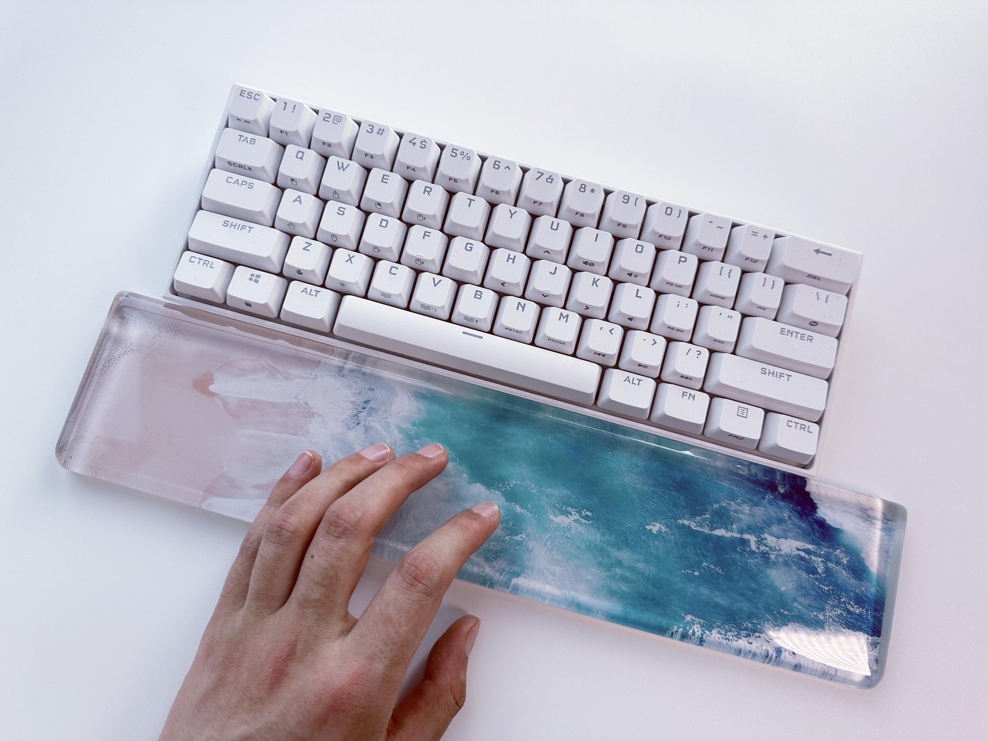 Waves & Beach Sticker Keyboard Wrist Rest, Print On Demand Wrist Rest, Artisan Resin Wrist Rest, Personalized Gift. - HiJenney