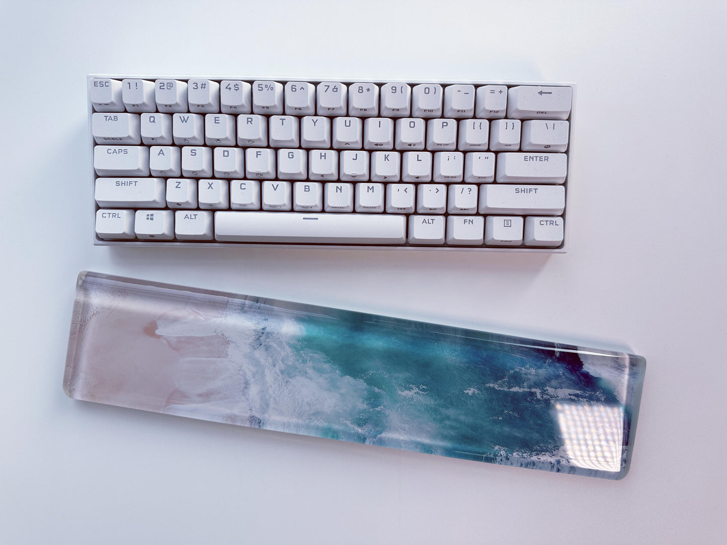 Waves & Beach Sticker Keyboard Wrist Rest, Print On Demand Wrist Rest, Artisan Resin Wrist Rest, Personalized Gift. - HiJenney