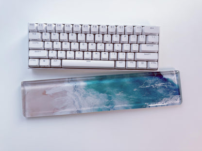 Waves & Beach Sticker Keyboard Wrist Rest, Print On Demand Wrist Rest, Artisan Resin Wrist Rest, Personalized Gift. - HiJenney