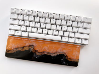 Orange Resin Wood Wrist Rest, Artisan Keyboard Wrist Rest, Black Wood Wrist Rest, Desk Decor, Personalized Gift. - HiJenney