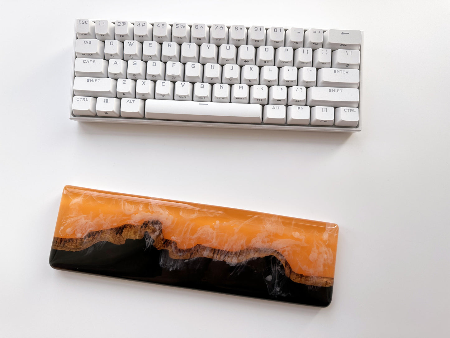 Orange Resin Wood Wrist Rest, Artisan Keyboard Wrist Rest, Black Wood Wrist Rest, Desk Decor, Personalized Gift. - HiJenney