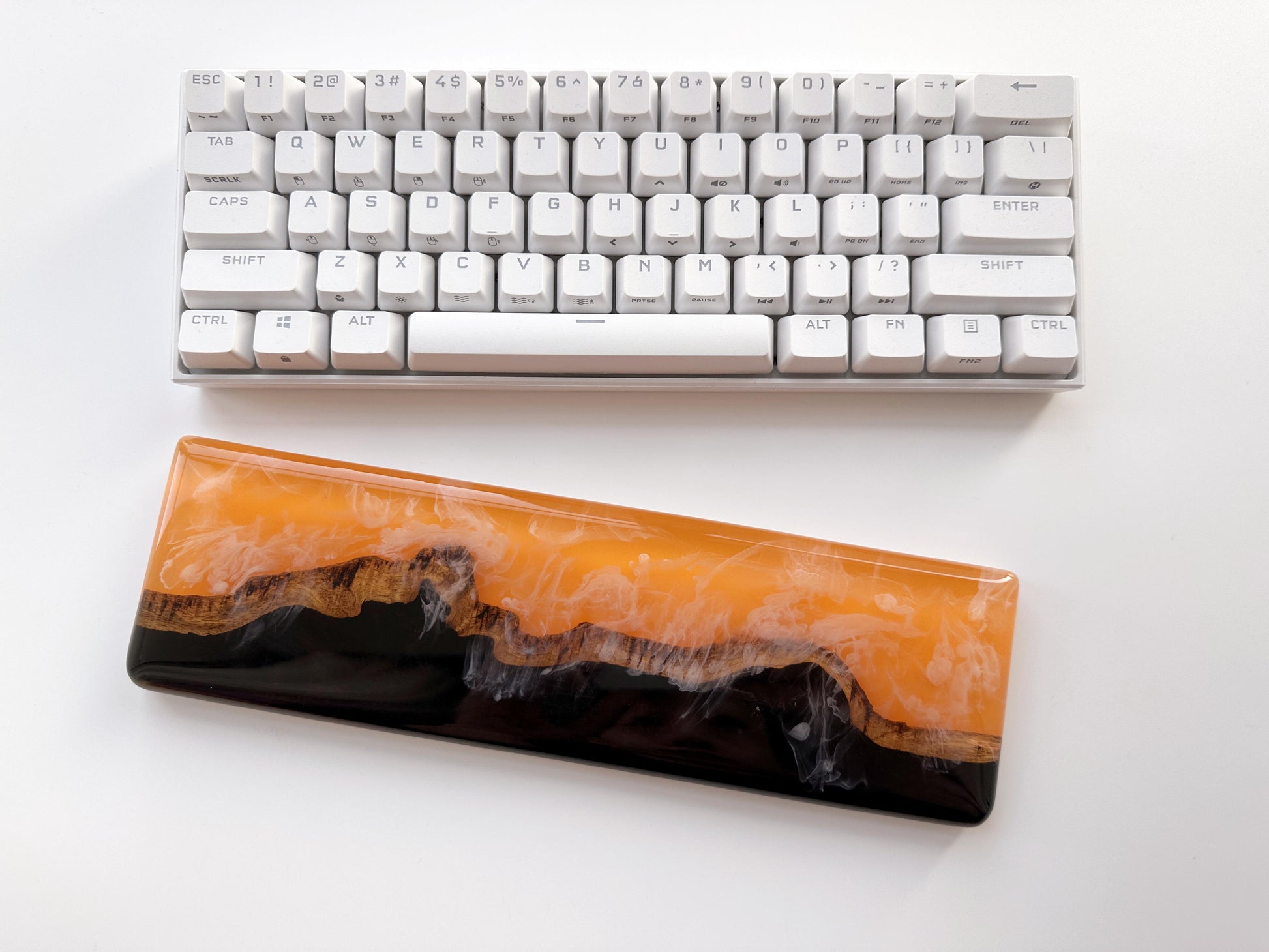 Orange Resin Wood Wrist Rest, Artisan Keyboard Wrist Rest, Black Wood Wrist Rest, Desk Decor, Personalized Gift. - HiJenney