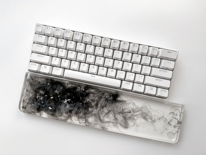 Silver Foil Clear Keyboard Wrist Rest, Ink Smoke Wrist Rest, Artisan Resin Wrist Rest, Personalized Gaming Setup, Gifts. - HiJenney