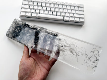 Silver Foil Clear Keyboard Wrist Rest, Ink Smoke Wrist Rest, Artisan Resin Wrist Rest, Personalized Gaming Setup, Gifts. - HiJenney