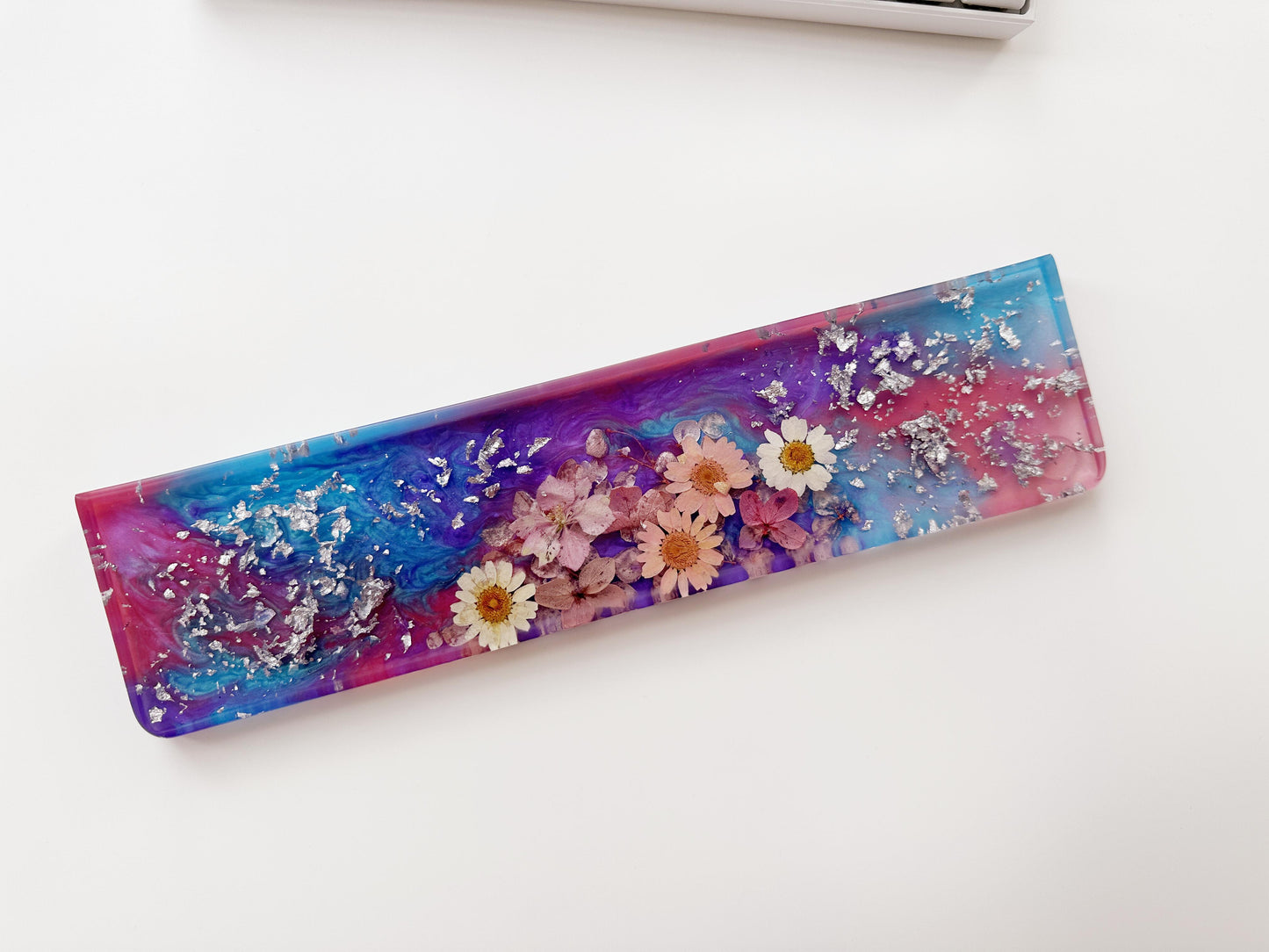 Blue Purple Rose Red Wrist Rest, Artisan Resin Wrist Rest, Real Dried Flower Wrist Rest, Game Desk Decor, Office Deskt Gifts. - HiJenney