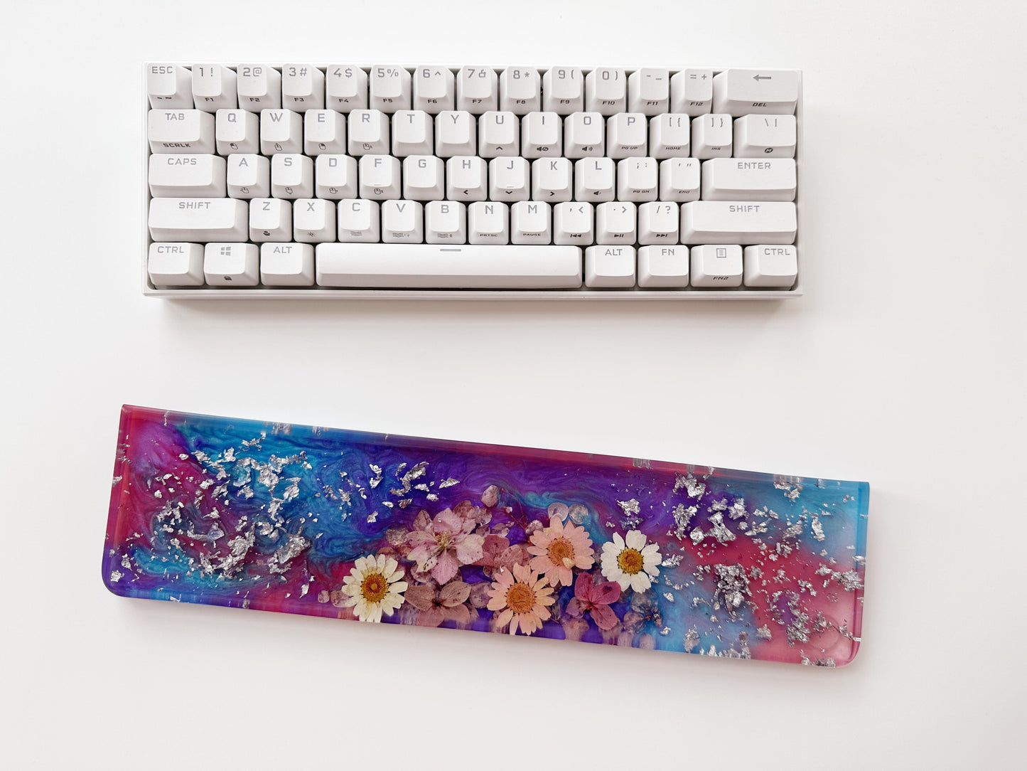 Blue Purple Rose Red Wrist Rest, Artisan Resin Wrist Rest, Real Dried Flower Wrist Rest, Game Desk Decor, Office Deskt Gifts. - HiJenney