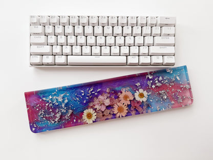 Blue Purple Rose Red Wrist Rest, Artisan Resin Wrist Rest, Real Dried Flower Wrist Rest, Game Desk Decor, Office Deskt Gifts. - HiJenney