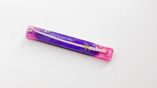 Peach Pink Purple Katana Spacebar Keycap, Handmade Custom Keycaps, Anime Artisan Resin Keycaps, Gaming Keycaps. - HiJenney