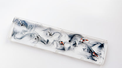 Black Ink Smoke Koi Fish Pond Wrist Rest, Artisan Clear Resin Keyboard Wrist Rest, Ink Painting Wrist Rest, Custom Gaming Setup. - HiJenney