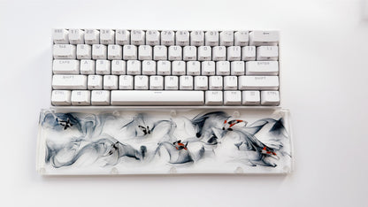 Black Ink Smoke Koi Fish Pond Wrist Rest, Artisan Clear Resin Keyboard Wrist Rest, Ink Painting Wrist Rest, Custom Gaming Setup. - HiJenney