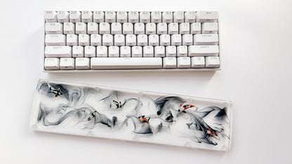 Black Ink Smoke Koi Fish Pond Wrist Rest, Artisan Clear Resin Keyboard Wrist Rest, Ink Painting Wrist Rest, Custom Gaming Setup. - HiJenney