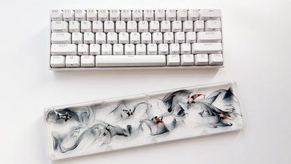 Black Ink Smoke Koi Fish Pond Wrist Rest, Artisan Clear Resin Keyboard Wrist Rest, Ink Painting Wrist Rest, Custom Gaming Setup. - HiJenney