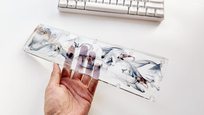 Black Ink Smoke Koi Fish Pond Wrist Rest, Artisan Clear Resin Keyboard Wrist Rest, Ink Painting Wrist Rest, Custom Gaming Setup. - HiJenney