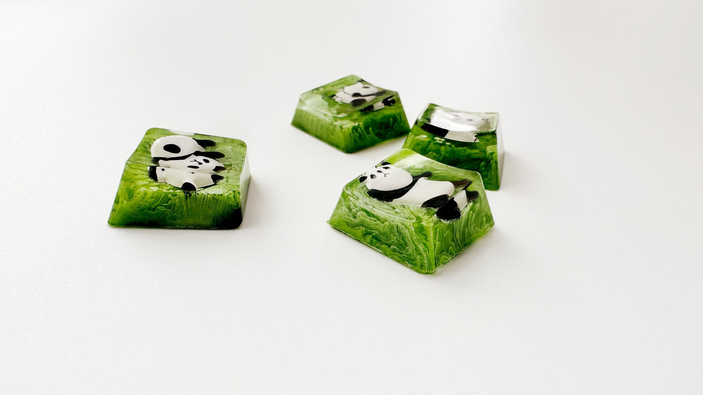 Cute Panda keycap, Artisan Resin Keycap, Bamboo Leaves Green Keycap, Mechanical Keyboard Keycap, OEM, SA, XDA keycap. - HiJenney