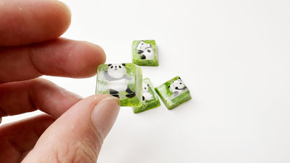 Cute Panda keycap, Artisan Resin Keycap, Bamboo Leaves Green Keycap, Mechanical Keyboard Keycap, OEM, SA, XDA keycap. - HiJenney