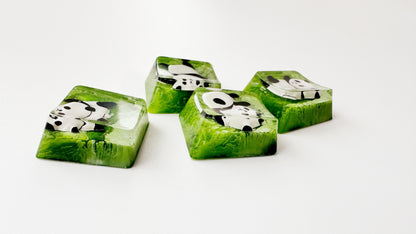 Cute Panda keycap, Artisan Resin Keycap, Bamboo Leaves Green Keycap, Mechanical Keyboard Keycap, OEM, SA, XDA keycap. - HiJenney