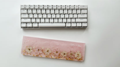 Pearlescent Pink Flowers Wrist Rest, Pink Sakur Petal Wrist Rest, Gold Foil Wrist Rest, Artisan Resin Wrist Rest, Personalized Gift. - HiJenney