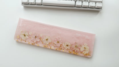 Pearlescent Pink Flowers Wrist Rest, Pink Sakur Petal Wrist Rest, Gold Foil Wrist Rest, Artisan Resin Wrist Rest, Personalized Gift. - HiJenney