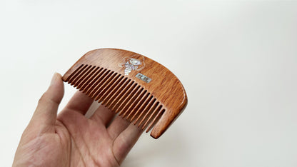 Cute Little Mermaid Wood Comb, Asiatic Rosewood Raden Comb, Classical Artisan Mother Of Pearl Comb, Oriental Retro Art Jewelry, Gift For Her. - HiJenney