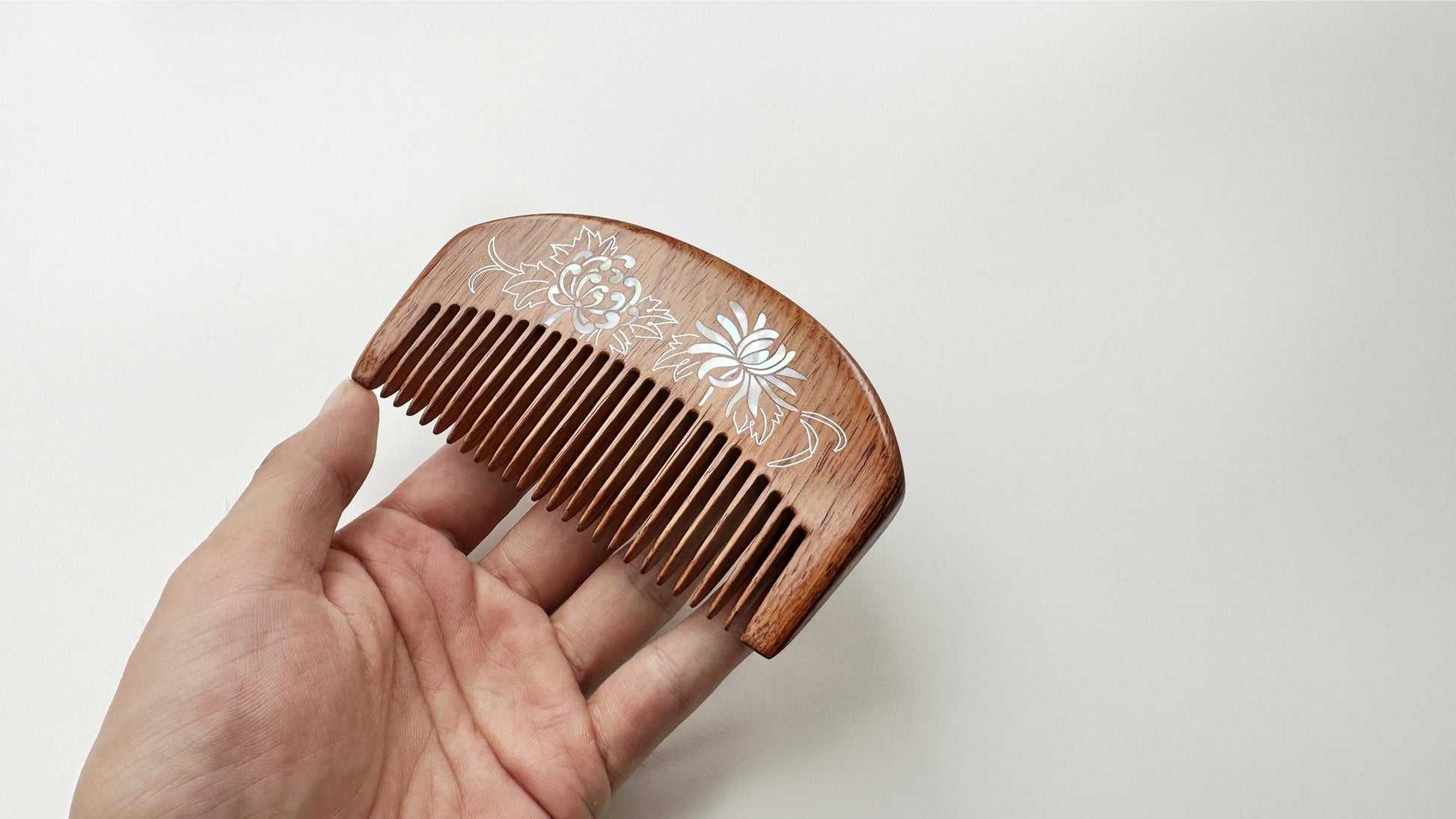 Cute Little Mermaid Wood Comb, Asiatic Rosewood Raden Comb, Classical Artisan Mother Of Pearl Comb, Oriental Retro Art Jewelry, Gift For Her. - HiJenney