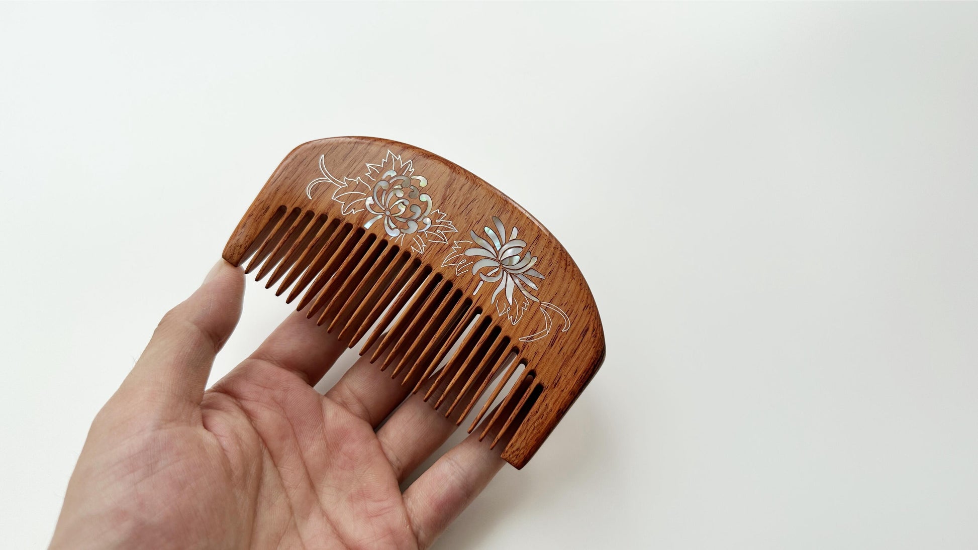 Cute Little Mermaid Wood Comb, Asiatic Rosewood Raden Comb, Classical Artisan Mother Of Pearl Comb, Oriental Retro Art Jewelry, Gift For Her. - HiJenney