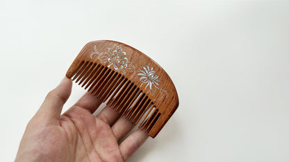 Cute Little Mermaid Wood Comb, Asiatic Rosewood Raden Comb, Classical Artisan Mother Of Pearl Comb, Oriental Retro Art Jewelry, Gift For Her. - HiJenney