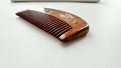 Cute Little Mermaid Wood Comb, Asiatic Rosewood Raden Comb, Classical Artisan Mother Of Pearl Comb, Oriental Retro Art Jewelry, Gift For Her. - HiJenney