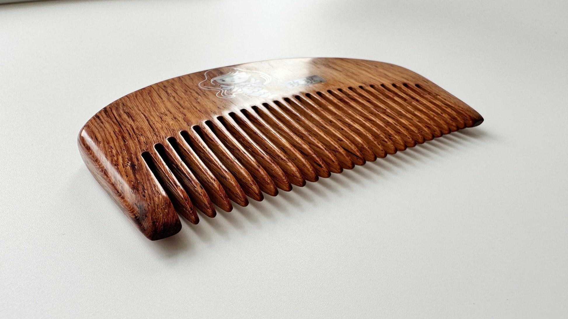 Cute Little Mermaid Wood Comb, Asiatic Rosewood Raden Comb, Classical Artisan Mother Of Pearl Comb, Oriental Retro Art Jewelry, Gift For Her. - HiJenney